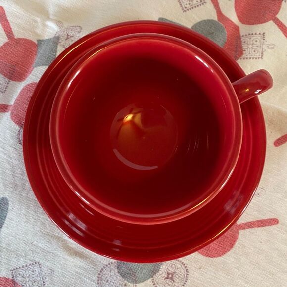 Fiestaware Scarlet Classic Teacup & Saucer - Picture 2 of 5